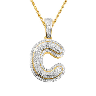 Yellow Diamond C Pendant in 10k Yellow Gold .32 Ctw